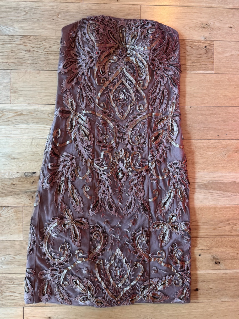 Sue Wong Brown Beaded Mini Dress